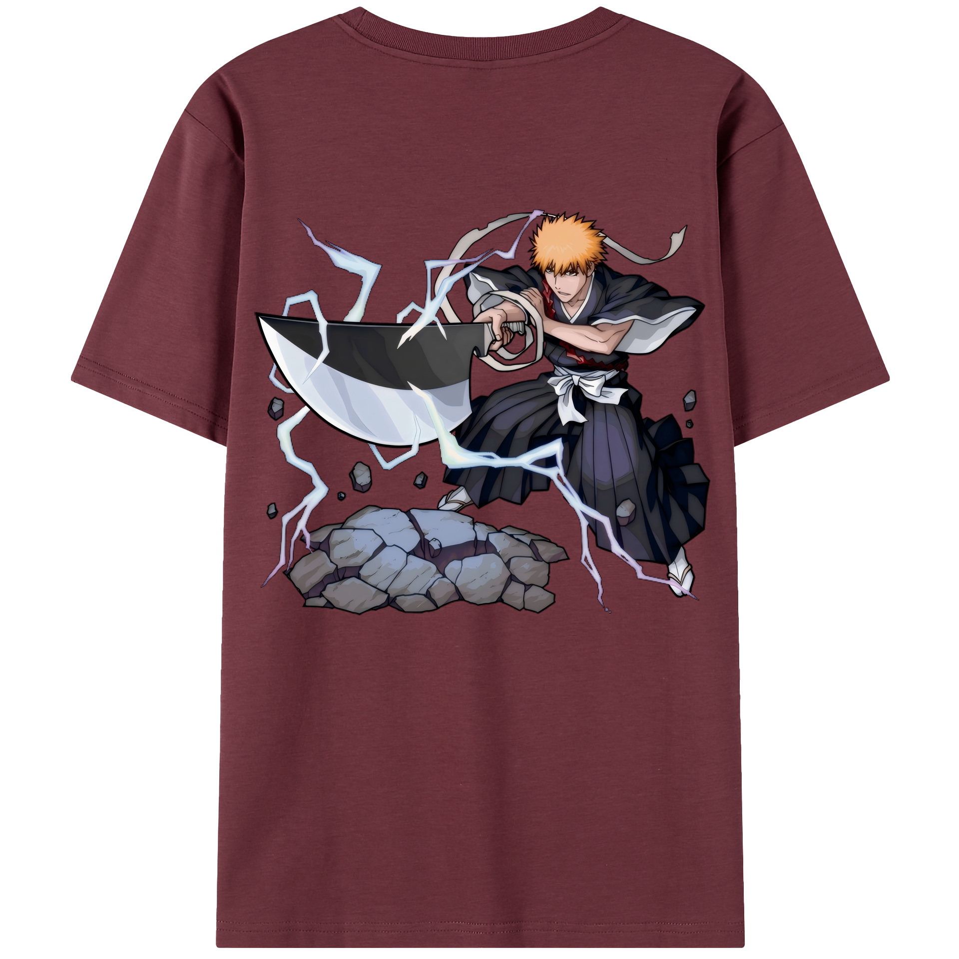 （画像用） ブリーチ 黒崎一護（くろさき いちご）BLEACH Kurosaki Ichigo 綿100％半袖Tシャツ（背面プリント）